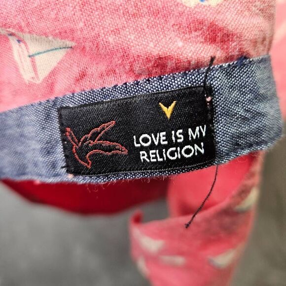 Cactus Man Slim Fit Shirt Mens Size XL Red Sailboat Print Short Sleeve Button Up - Picture 4 of 10